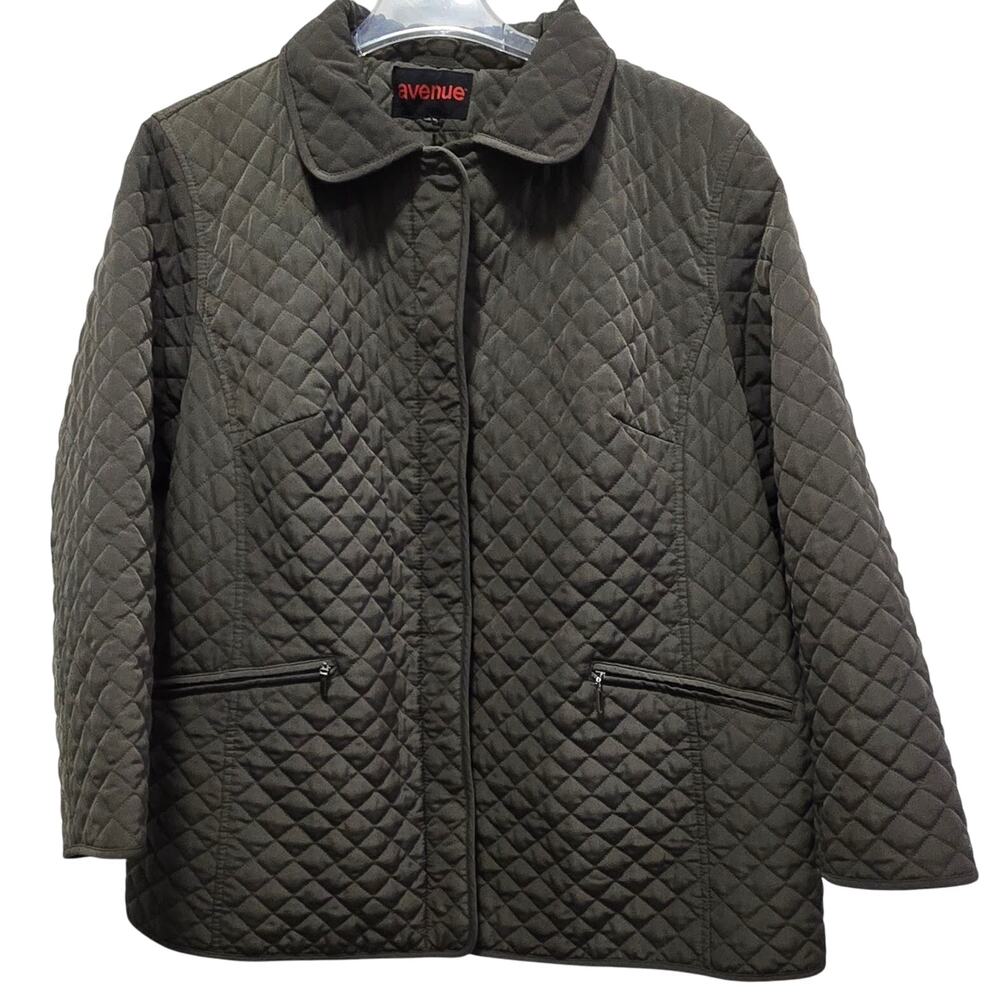Avenue Green Quilted-Like Long-Sleeve 2-Zip Pockets Zips and Snap Women Coat 22